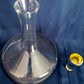 Vintage 1960s Glass Large Ships Decanter Wide Base Darington Style w/ Solid Glass Pale Amber Stopper Wine Beverage Bottle Barware