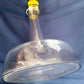 Vintage 1960s Glass Large Ships Decanter Wide Base Darington Style w/ Solid Glass Pale Amber Stopper Wine Beverage Bottle Barware