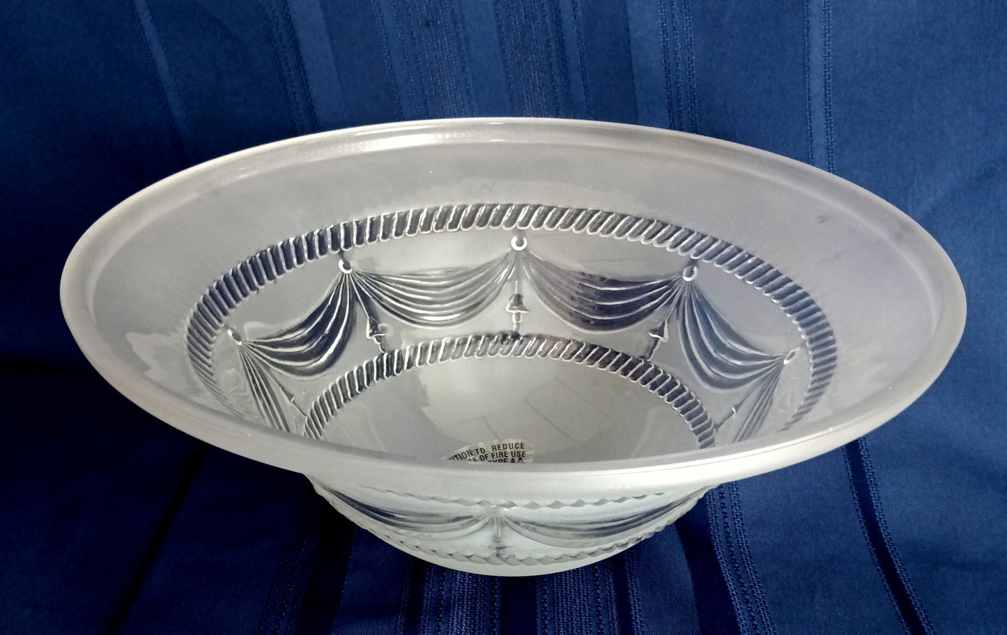Vintage Torchiere Lampshade Victorian Style Frosted Clear Embossed Swag Motif Glass Ceiling Fixture Pendant Replacement Globe Shade 13” D
