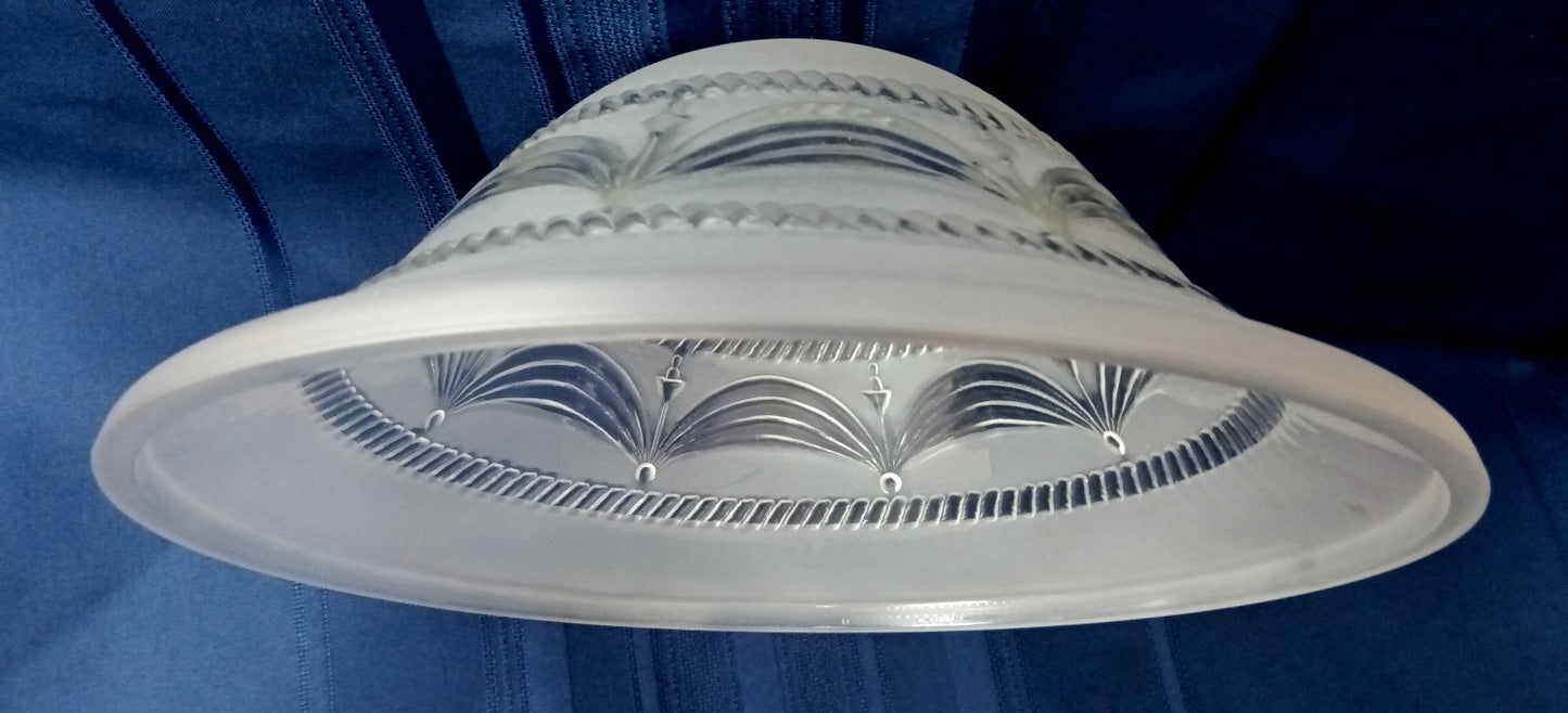 Vintage Torchiere Lampshade Victorian Style Frosted Clear Embossed Swag Motif Glass Ceiling Fixture Pendant Replacement Globe Shade 13” D