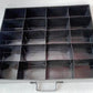 Vintage Small Display Tray Metal Painted Black 20 Compartments Storage Small Collectibles Jewelry Rectangular Box w/Handle