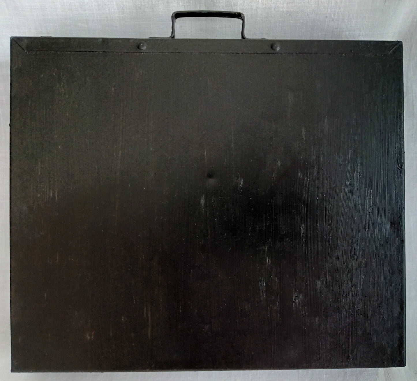 Vintage Small Display Tray Metal Painted Black 20 Compartments Storage Small Collectibles Jewelry Rectangular Box w/Handle