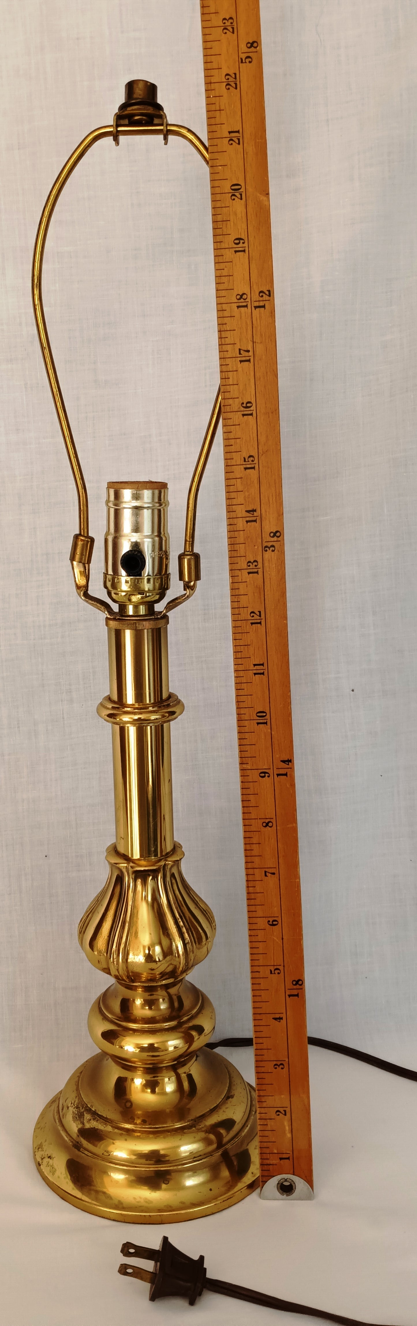 Vintage Solid Brass Stiffel Table Desk Lamp Tulip Design Model 5553 Hollywood Regency 3 Way Switch Harp and Finial - Made in USA