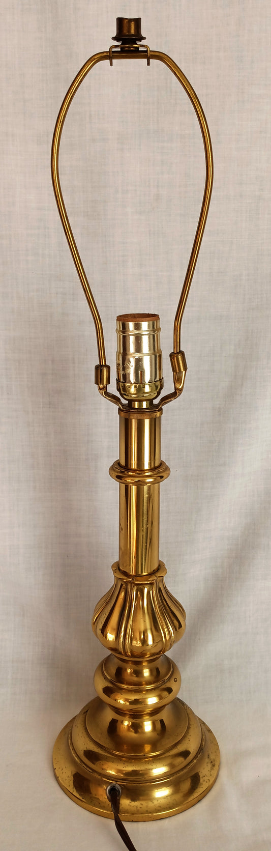 Vintage Solid Brass Stiffel Table Desk Lamp Tulip Design Model 5553 Hollywood Regency 3 Way Switch Harp and Finial - Made in USA