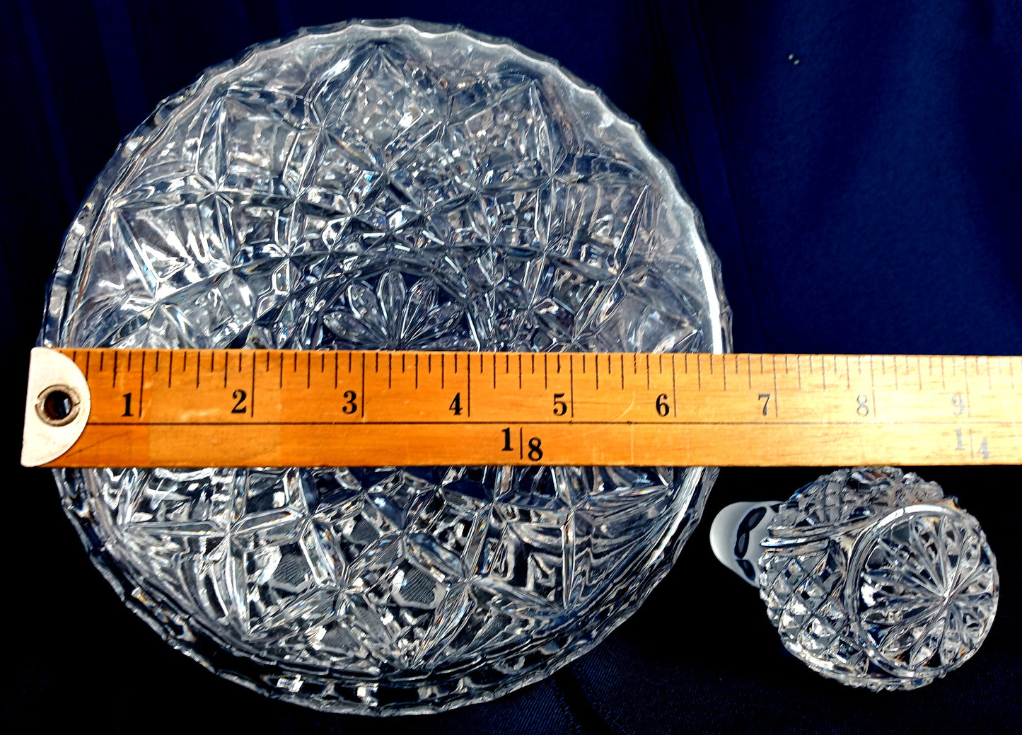 Vintage Crystal Glass Ships Captain Decanter w/Solid Stopper Paneled Neck Whiskey Scotch Wine Bottle Geometric Design Nautical Barware