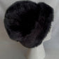 Vintage Faux Fur Black Bucket Hat w/ Lining Fall Winter Women Head Accessory Hat 21-1/2 inches Circumference-NOS
