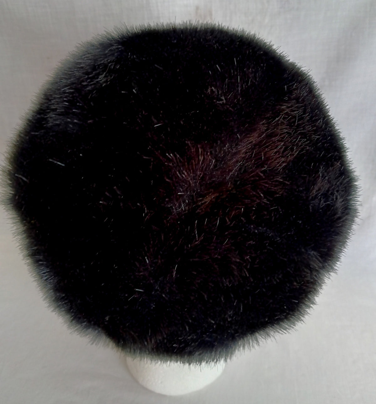 Vintage Faux Fur Black Bucket Hat w/ Lining Fall Winter Women Head Accessory Hat 21-1/2 inches Circumference-NOS