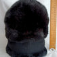 Vintage Faux Fur Black Bucket Hat w/ Lining Fall Winter Women Head Accessory Hat 21-1/2 inches Circumference-NOS