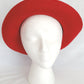 Vintage Ladies Doeskin Felt Red Hat 100% Wool Black Grosgrain Bow Ribbon Unlined Cotton Sweatband Small Size Hat - Made in USA
