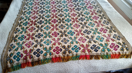Vintage Cotton Reversible Throw Lightweight Blanket Bed Sofa Couch Chair Intricate Baroque Design Boho Wall Hanging Tapestry 44” x 81”