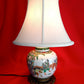 Vintage Chinese Porcelain Ginger Jar Table Lamp Famille Verte Style Copper Brass Cut Out Base 3 Way Harp Finial