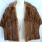 Vintage Honey Brown Real Mink Fur Cape Stole Open Front Shawl Collar Pockets Women Outerwear Wrap Wedding Bridal Bolero Size S