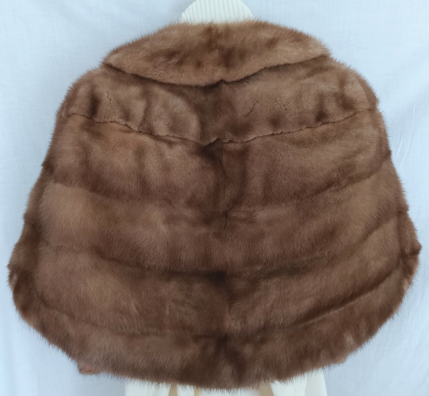 Vintage Honey Brown Real Mink Fur Cape Stole Open Front Shawl Collar Pockets Women Outerwear Wrap Wedding Bridal Bolero Size S