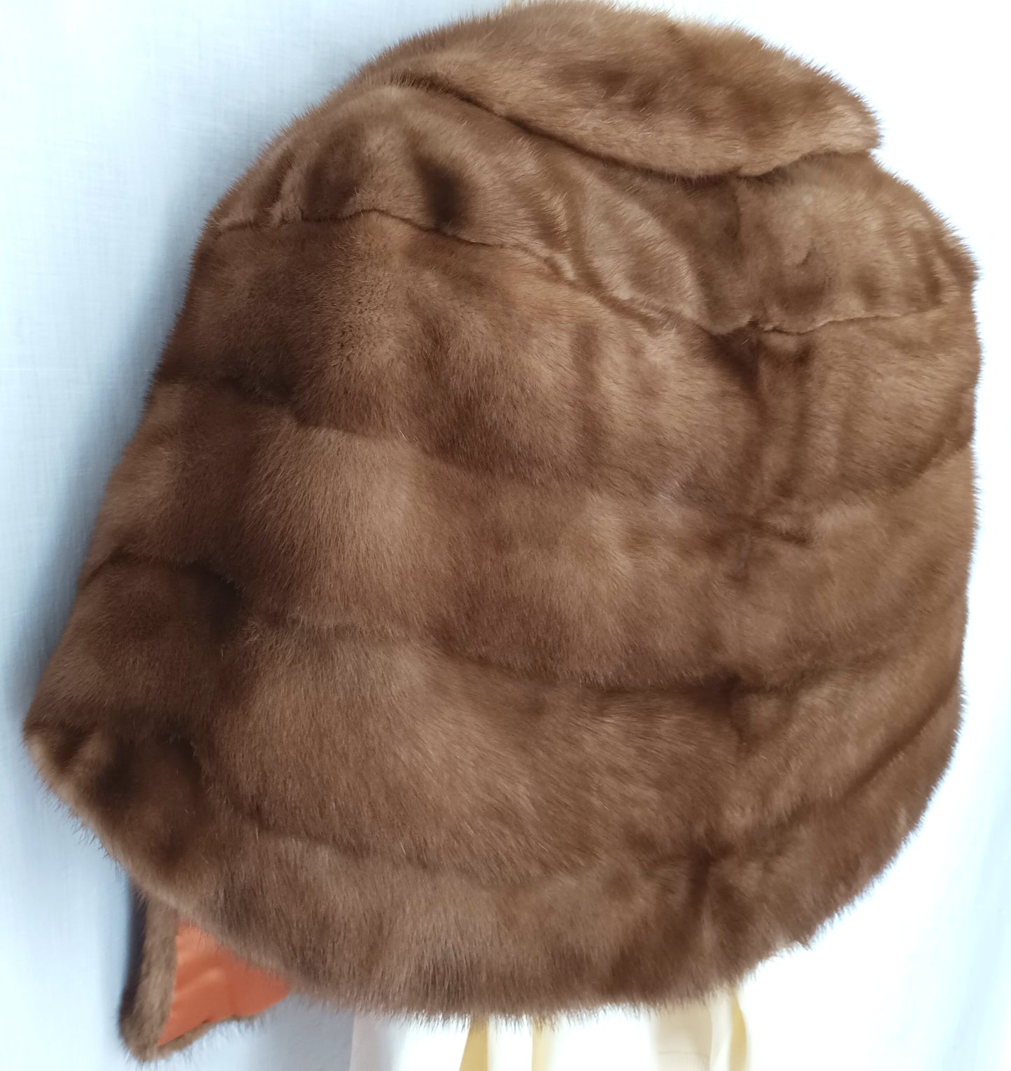 Vintage Honey Brown Real Mink Fur Cape Stole Open Front Shawl Collar Pockets Women Outerwear Wrap Wedding Bridal Bolero Size S