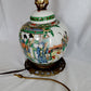 Vintage Chinese Porcelain Ginger Jar Table Lamp Famille Verte Style Copper Brass Cut Out Base 3 Way Harp Finial