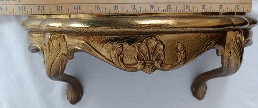 Vintage Burwood Resin/Plastic Gold Finish Wall Hanging Shelf Ornate Hollywood Regency Style Shelf -Made in USA
