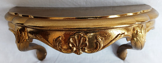 Vintage Burwood Resin/Plastic Gold Finish Wall Hanging Shelf Ornate Hollywood Regency Style Shelf -Made in USA