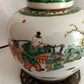 Vintage Chinese Porcelain Ginger Jar Table Lamp Famille Verte Style Copper Brass Cut Out Base 3 Way Harp Finial