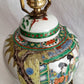 Vintage Chinese Porcelain Ginger Jar Table Lamp Famille Verte Style Copper Brass Cut Out Base 3 Way Harp Finial