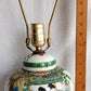 Vintage Chinese Porcelain Ginger Jar Table Lamp Famille Verte Style Copper Brass Cut Out Base 3 Way Harp Finial