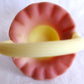 Vintage Fenton Burmese Satin Glass Mini Basket In Honor of QVCs 10th Anniversary Hand Painted Ruffled Art Glass Signed- B. Fluharty-NOS