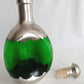 Vintage Royal Holland Daalderop Pinched 3-Sided Hammered Pewter over Emerald Green Glass Decanter Bottle w/Stopper- Barware- NOS