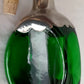 Vintage Royal Holland Daalderop Pinched 3-Sided Hammered Pewter over Emerald Green Glass Decanter Bottle w/Stopper- Barware- NOS