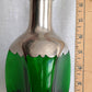 Vintage Royal Holland Daalderop Pinched 3-Sided Hammered Pewter over Emerald Green Glass Decanter Bottle w/Stopper- Barware- NOS