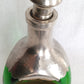 Vintage Royal Holland Daalderop Pinched 3-Sided Hammered Pewter over Emerald Green Glass Decanter Bottle w/Stopper- Barware- NOS