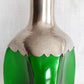 Vintage Royal Holland Daalderop Pinched 3-Sided Hammered Pewter over Emerald Green Glass Decanter Bottle w/Stopper- Barware- NOS