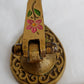 Vintage Tamar Brass Pedestal Nutcracker Hammered Texture Handle Embossed Enamel Painted Floral Design – Made in Israel