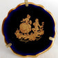 Vintage Mini Plate Limoges Castel Gold Cobalt Blue Enamel Porcelain Courting Couple Collector Plate w/ Ballesta Stand Wall Hanging-France