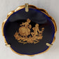 Vintage Mini Plate Limoges Castel Gold Cobalt Blue Enamel Porcelain Courting Couple Collector Plate w/ Ballesta Stand Wall Hanging-France