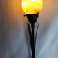 Vintage Tulip Table Lamp Vitriolic Yellow Blue Glass Shade Black Metal Base – Art Nouveau Accent Lamp