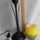 Vintage Tulip Table Lamp Vitriolic Yellow Blue Glass Shade Black Metal Base – Art Nouveau Accent Lamp