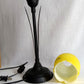 Vintage Tulip Table Lamp Vitriolic Yellow Blue Glass Shade Black Metal Base – Art Nouveau Accent Lamp
