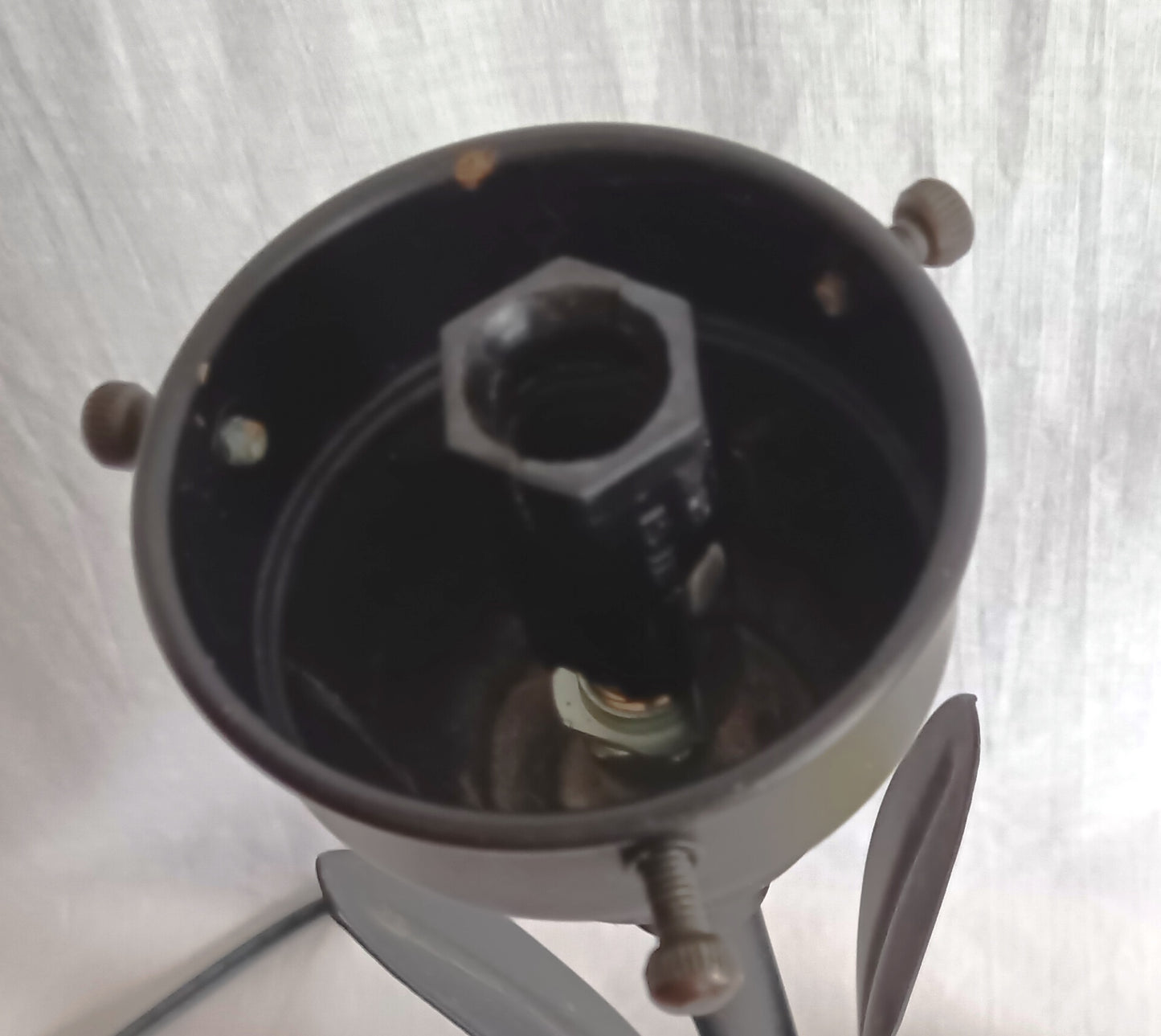 Vintage Tulip Table Lamp Vitriolic Yellow Blue Glass Shade Black Metal Base – Art Nouveau Accent Lamp