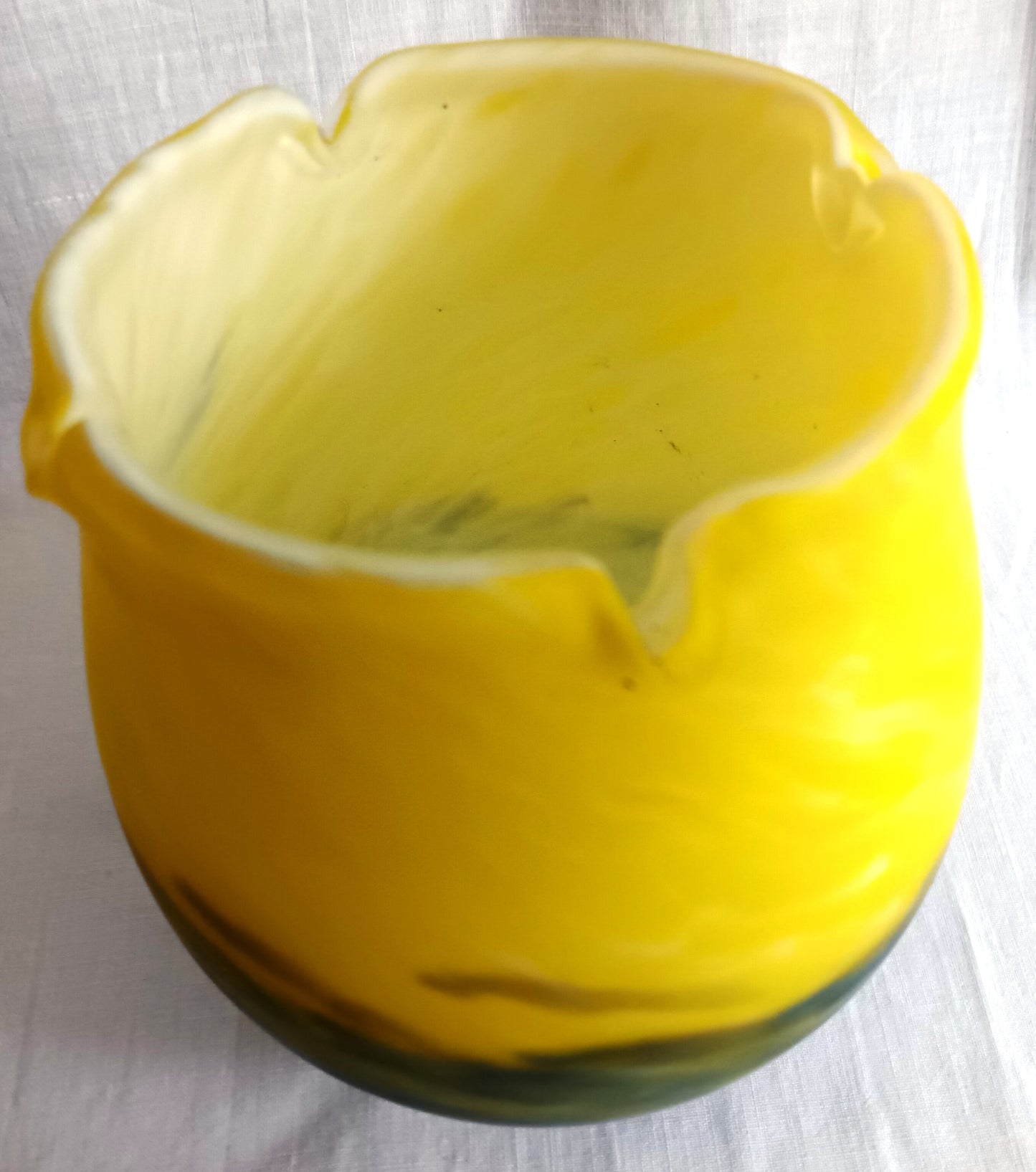 Vintage Tulip Table Lamp Vitriolic Yellow Blue Glass Shade Black Metal Base – Art Nouveau Accent Lamp