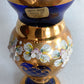 Handmade Bohemian Style Cobalt Blue Vase Enamel 24k Gold 3D Flowers Art Glass Mint Condition-Made in Czech Republic
