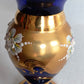 Handmade Bohemian Style Cobalt Blue Vase Enamel 24k Gold 3D Flowers Art Glass Mint Condition-Made in Czech Republic