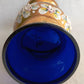 Handmade Bohemian Style Cobalt Blue Vase Enamel 24k Gold 3D Flowers Art Glass Mint Condition-Made in Czech Republic