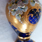 Handmade Bohemian Style Cobalt Blue Vase Enamel 24k Gold 3D Flowers Art Glass Mint Condition-Made in Czech Republic