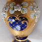 Handmade Bohemian Style Cobalt Blue Vase Enamel 24k Gold 3D Flowers Art Glass Mint Condition-Made in Czech Republic