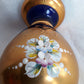Handmade Bohemian Style Cobalt Blue Vase Enamel 24k Gold 3D Flowers Art Glass Mint Condition-Made in Czech Republic