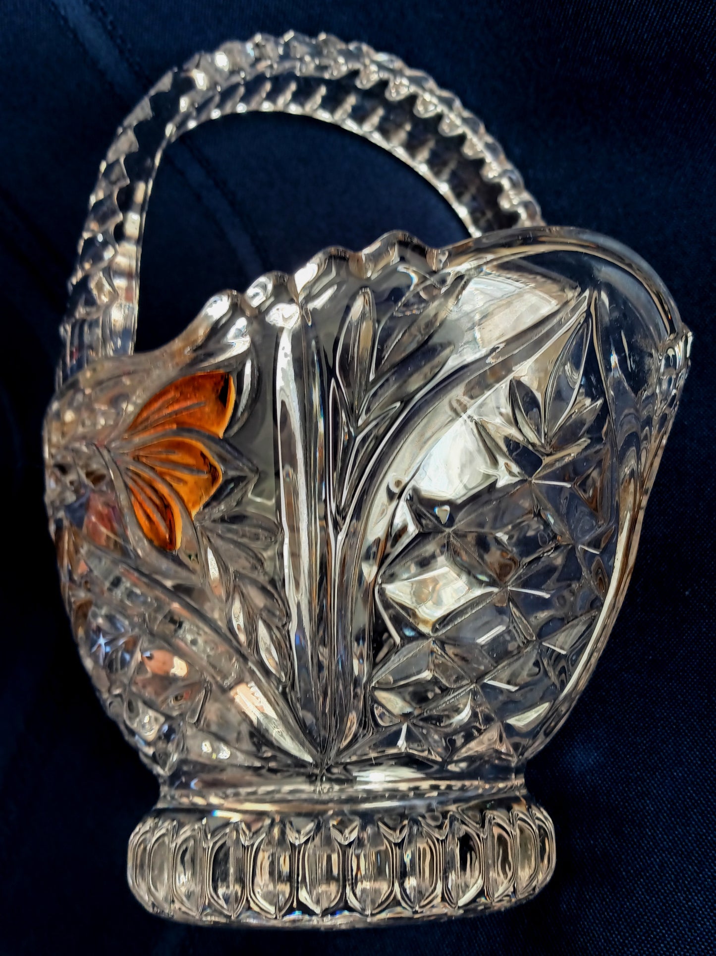 Vintage Anna Hutte Bleikristall 24% Lead Crystal Basket Bowl Candy Dish Mint Condition-Made in Germany