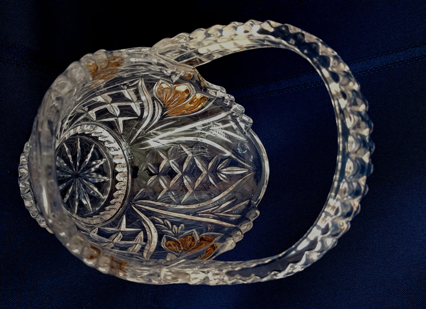 Vintage Anna Hutte Bleikristall 24% Lead Crystal Basket Bowl Candy Dish Mint Condition-Made in Germany