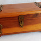 Vintage Cedar Wood Storage Box Jewelry Trinket Box Brass Hinged Lid Latch Footed Small Chest Rectangular Shape