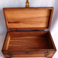 Vintage Cedar Wood Storage Box Jewelry Trinket Box Brass Hinged Lid Latch Footed Small Chest Rectangular Shape