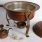 Vintage Copper Brass Double Boiler Food Warmer Buffet Chafing Dish Set w/ Burner - Copperware