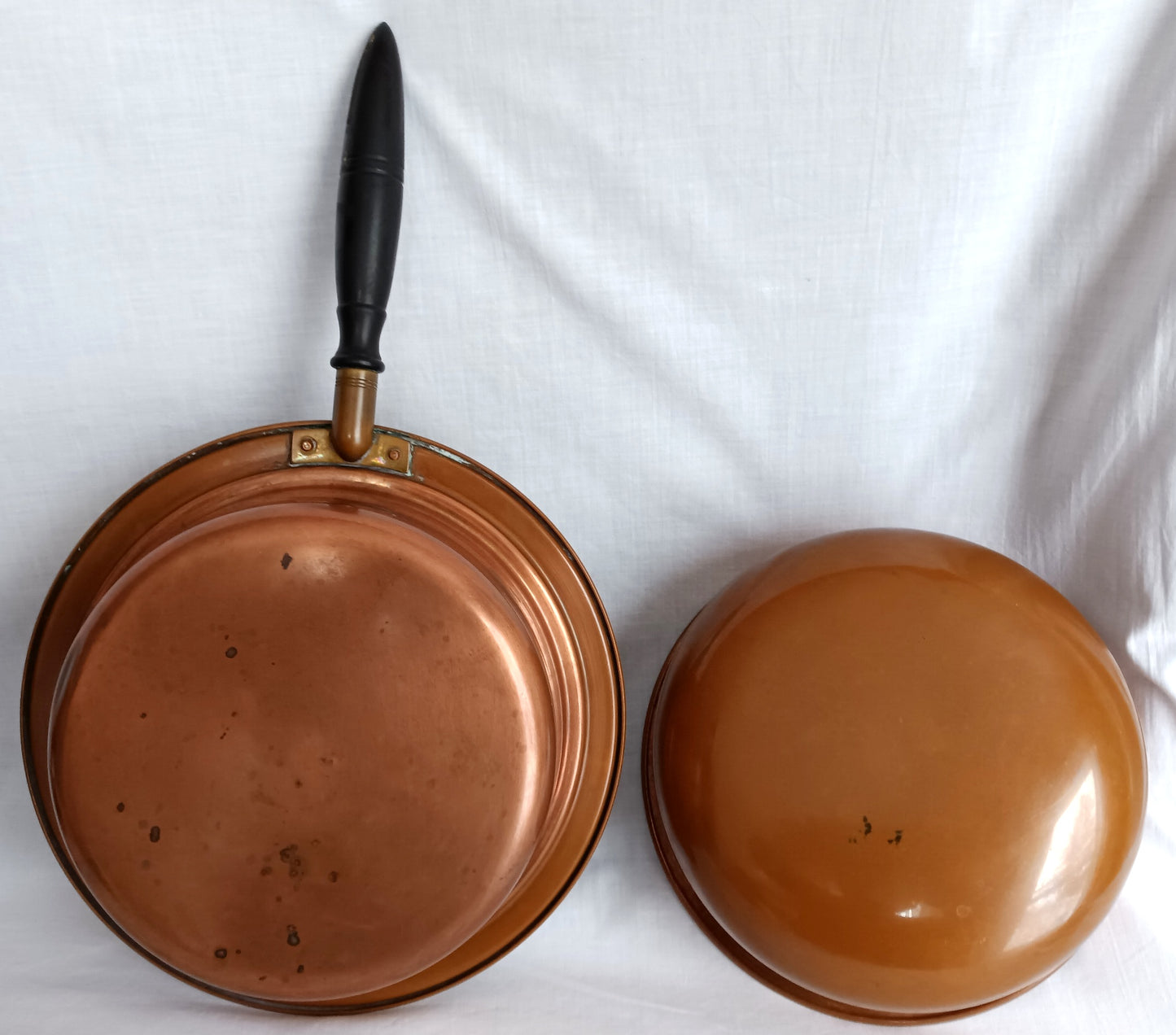 Vintage Copper Brass Double Boiler Food Warmer Buffet Chafing Dish Set w/ Burner - Copperware